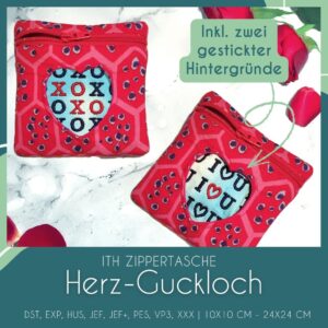 ITH Zippertasche mit Herz Cutout zum Valentinstag